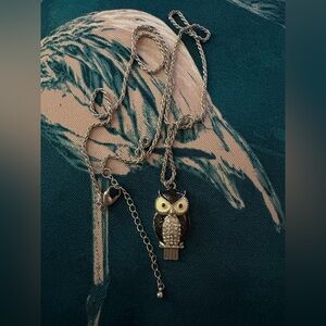 Vintage Two-Tone Owl Pendant Necklace